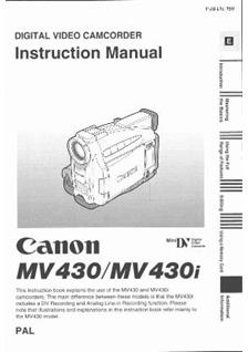 Canon MV 430 i manual. Camera Instructions.